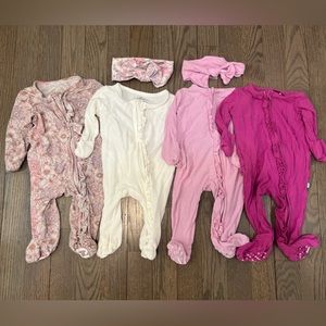 SOLD newborn Caden Lane & Posh Peanut Zipper Footies & Hair accessories